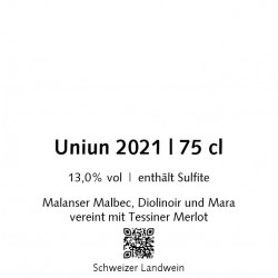 Uniun 2021, 75 cl, Schweizer Landwein