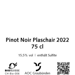 Pinot Noir Plaschair 2022, 75 cl, Malans, AOC Graubünden, Bio Suisse