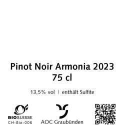 Pinot Noir Armonia 2023, 75 cl, Malans, AOC Graubünden, Bio Suisse