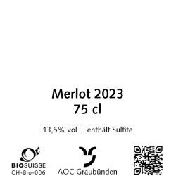 Merlot 2023, 75 cl, Malans, AOC Graubünden, Bio Suisse