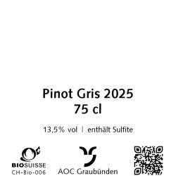 Pinot Gris 2025, 75 cl, Malans, AOC Graubünden, Bio Suisse