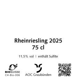 Rheinriesling 2025, 75 cl, Malans, AOC Graubünden, Bio Suisse