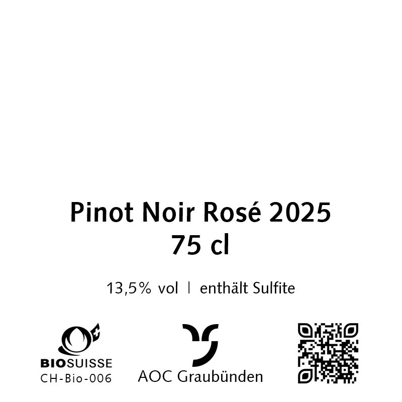Pinot Noir Rosé 2025, 75 cl, Malans, AOC Graubünden, Bio Suisse